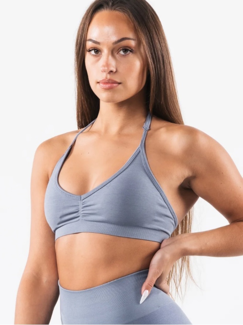 Alphalete athletics Amplify Halter Bra - still water, size XS NWOT